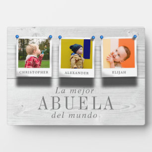 La mejor abuela del mundo  3 Photo Collage Wood Plaque