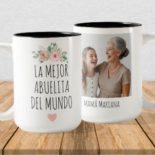 La mejor abuelita del mundo – Custom Photo & Name Two-Tone Coffee Mug
