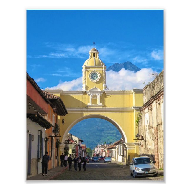 La Merced Arch with volcano above Photo Print (Front)