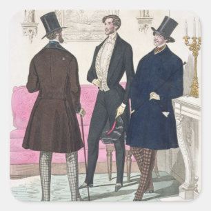 La Mode: Advertisement for 19th Century Men's Fash Square Sticker