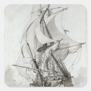 La Montagne, c.1794 (w/c pen & ink) Square Sticker