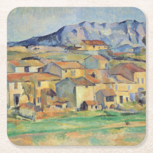 La Montagne Sainte-Victoire - Paul Cezanne - c1886 Square Paper Coaster