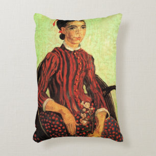 La Mousme, Sitting by Vincent van Gogh Decorative Cushion