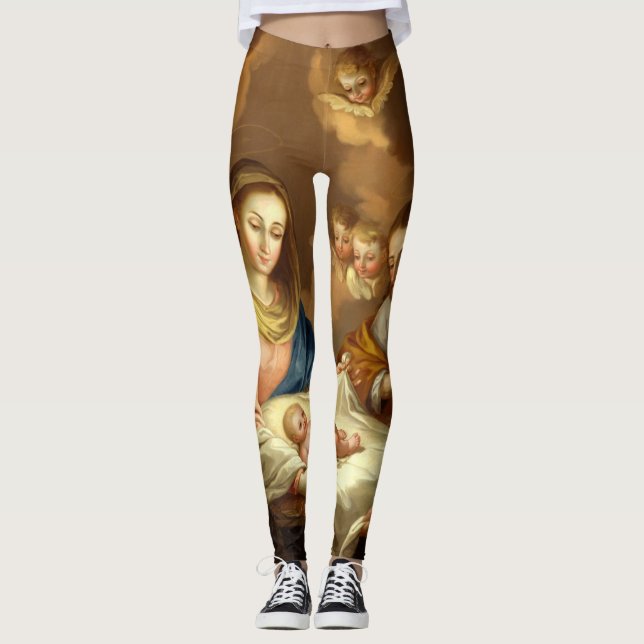 "La Natividad" religious art leggings (Front)