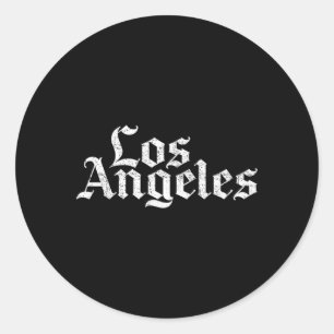 La Old English Style Font Distressed- Los Angeles Classic Round Sticker