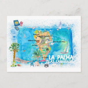 La Palma Islas Canaria Travel Map Postcard