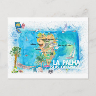 La Palma Islas Canaria Travel Map Postcard