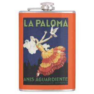 La Paloma - Anis Aguardiente Promotional Hip Flask