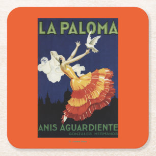 La Paloma - Anis Aguardiente Promotional Square Paper Coaster