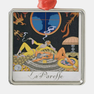 La Paresse, 1924 (pochoir print) Metal Tree Decoration