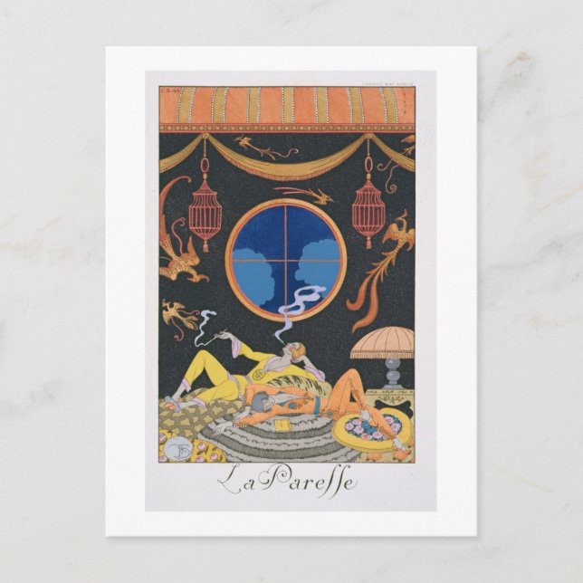 La Paresse, 1924 (pochoir print) Postcard (Front)