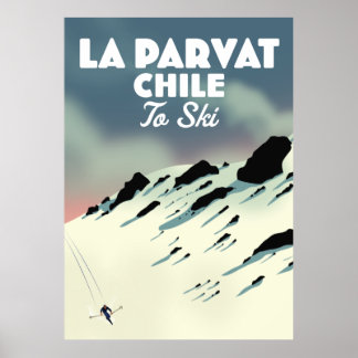 La Parvat Chile retro ski art. Poster