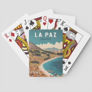 La Paz Bolivia Illustration Travel Art Vintage Playing Cards
