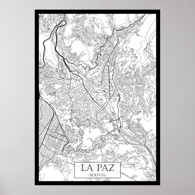 La Paz Bolivia Map Poster (Front)