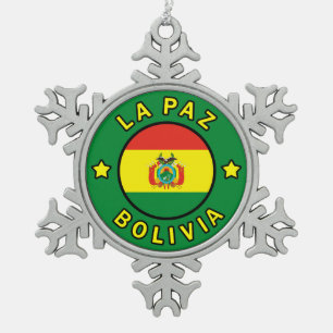 La Paz Bolivia Snowflake Pewter Christmas Ornament