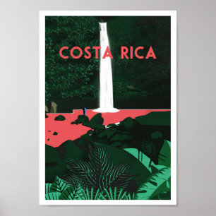 La Paz Waterfall, Costa Rica   Vintage Travel Post Poster