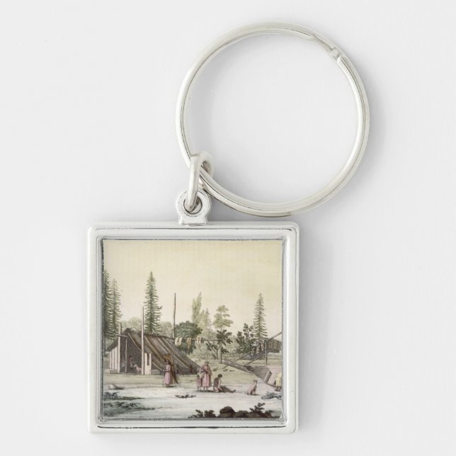 La Perouse at Port Francesci (colour engraving) Key Ring (Front)