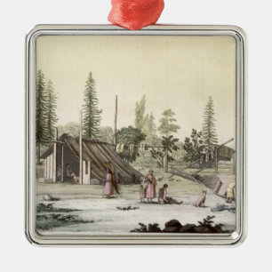 La Perouse at Port Francesci (colour engraving) Metal Tree Decoration
