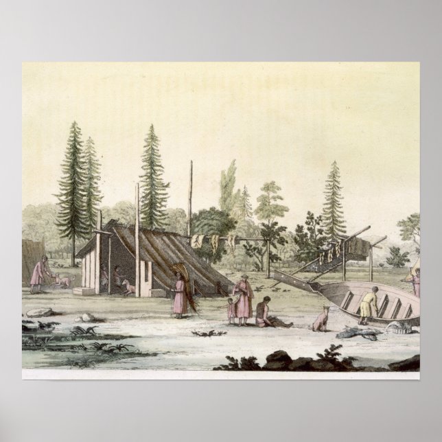 La Perouse at Port Francesci (colour engraving) Poster (Front)