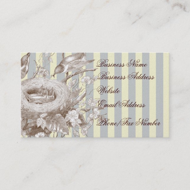 La Petite Famille, blue and cream on gold Business Card (Front)