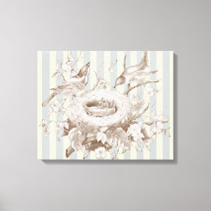 La Petite Famille on blue and cream background Canvas Print