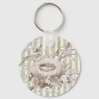 La Petite Famille on blue and cream background Key Ring