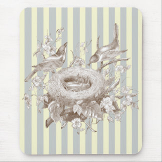La Petite Famille on blue and cream background Mouse Mat