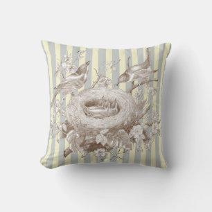 La Petite Famille on blue and cream Cushion