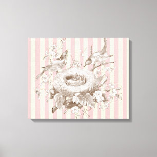 La Petite Famille on pink and cream background Canvas Print