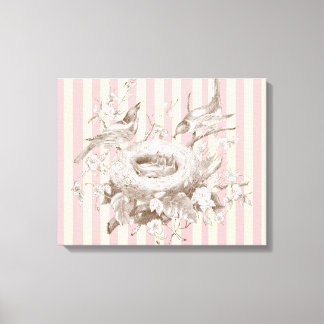 La Petite Famille on pink and cream background Canvas Print