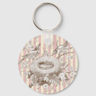 La Petite Famille on pink and cream background Key Ring
