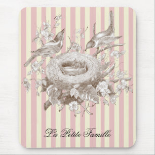 La Petite Famille on pink and cream background Mouse Mat