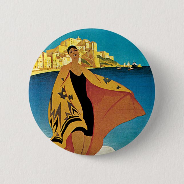 La Plage de Calvi, Corse 6 Cm Round Badge (Front)