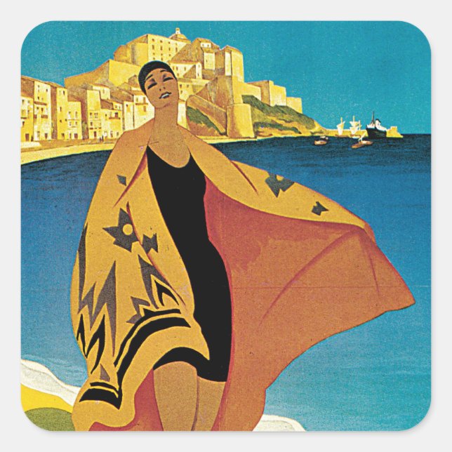 La Plage de Calvi, Corse Square Sticker (Front)