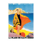 La Plage de Calvi Corse Vintage Travel Poster