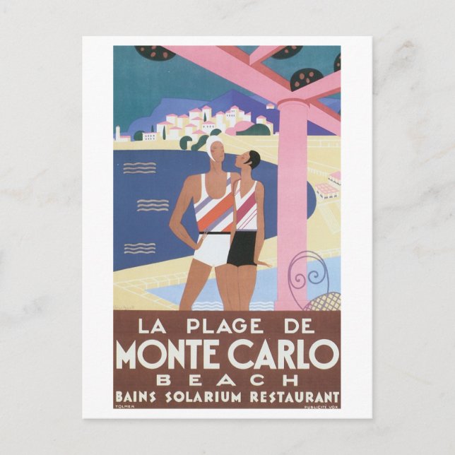 La Plage De Monte Carlo Beach Postcard (Front)