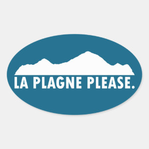 La Plagne France Please Oval Sticker