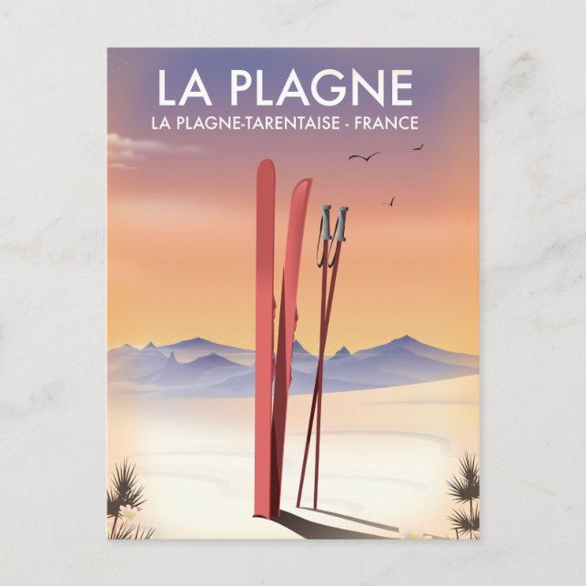La Plagne ,La Plagne-Tarentaise, France ski poster Postcard (Front)