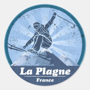 La Plagne Ski resort - Skiing Classic Round Sticker