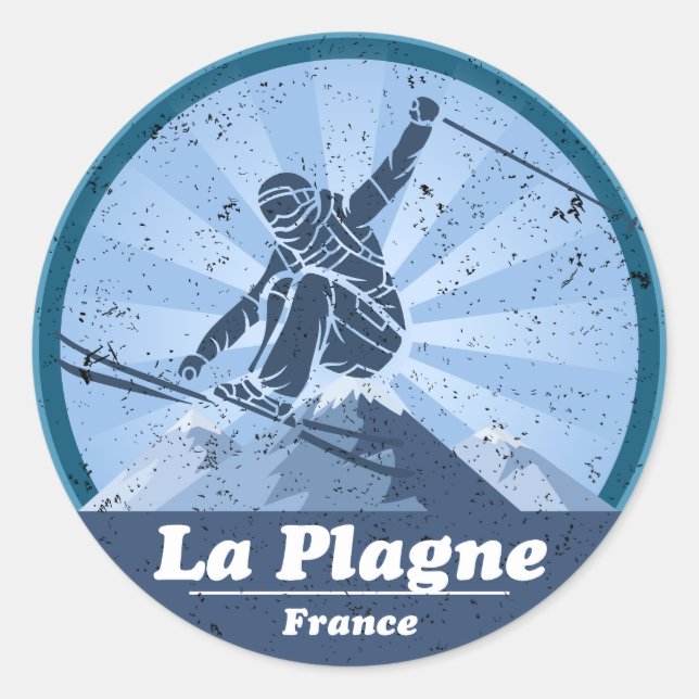La Plagne Ski resort - Skiing Classic Round Sticker (Front)