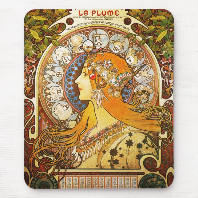 La Plume Zodiaque, Mucha Mouse Mat (Front)