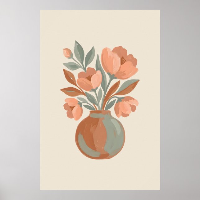 La poire Modern Minimalist Boho Floral Bouquet Poster (Front)