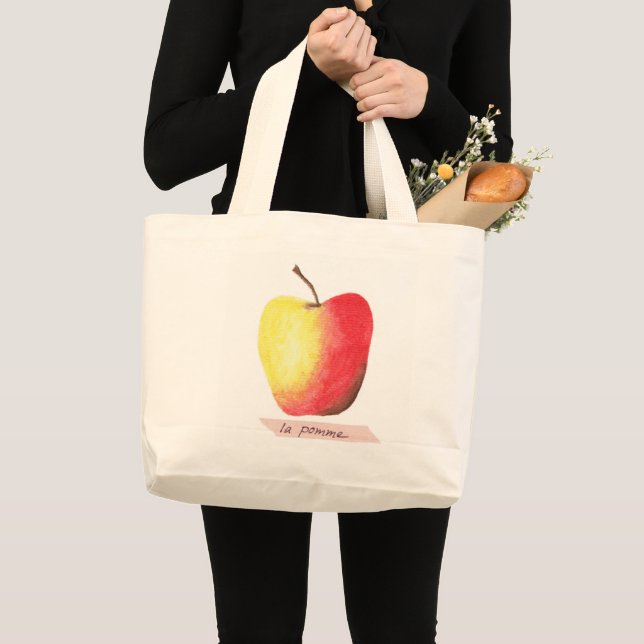 La pomme / The apple French learning Large Tote Bag (Front (Product))