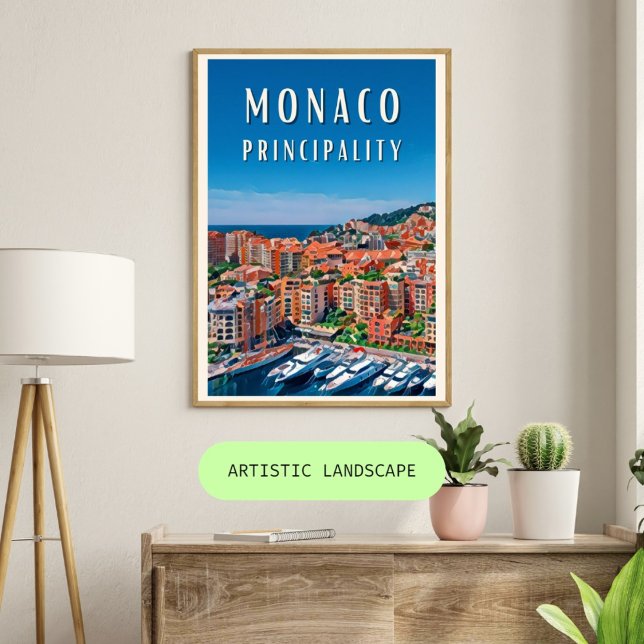 La principauté de Monaco Poster (Monaco : Élégance intemporelle au cœur de la Côte d'Azur.)
