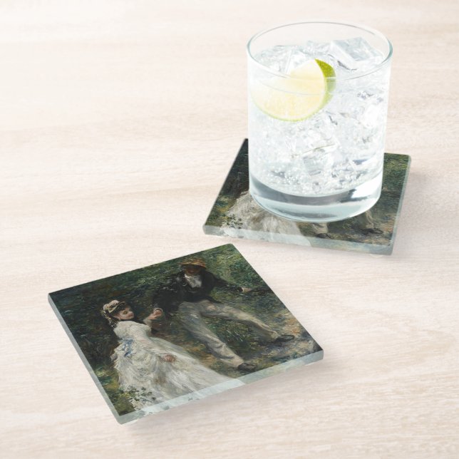 La Promenade Renoir Impressionist Painting Art Glass Coaster (Angled)
