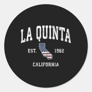 La Quinta California Ca American Flag Sports Classic Round Sticker