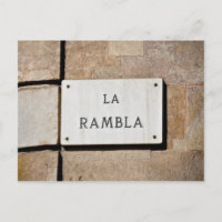 La Rambla Barcelona Spain Postcard Sign
