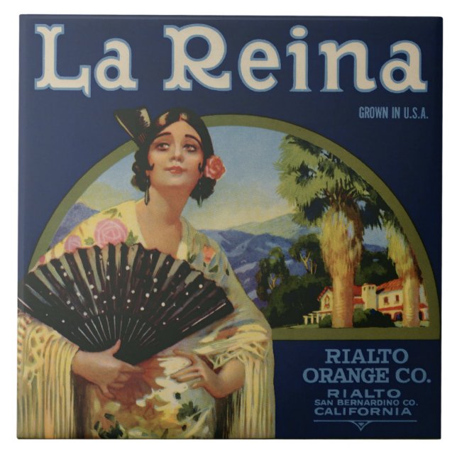 La Reina Orange Crate Label Tile (Front)