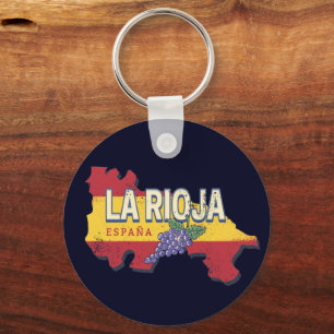 La Rioja Spain Retro Region Vines Vintage Wine Key Ring