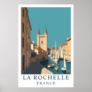 La Rochelle France Harbor Vintage Travel Art Poster